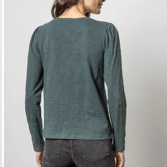 LILLA P TIE FRONT SPLIT NECK TEE IN BLACK XL NWT in packaging - Picture 2 of 5